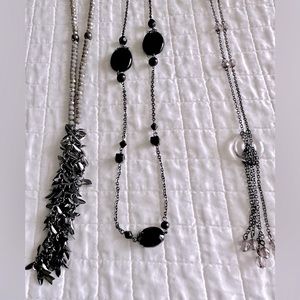Necklace bundle with shimmering, black and smokey beads